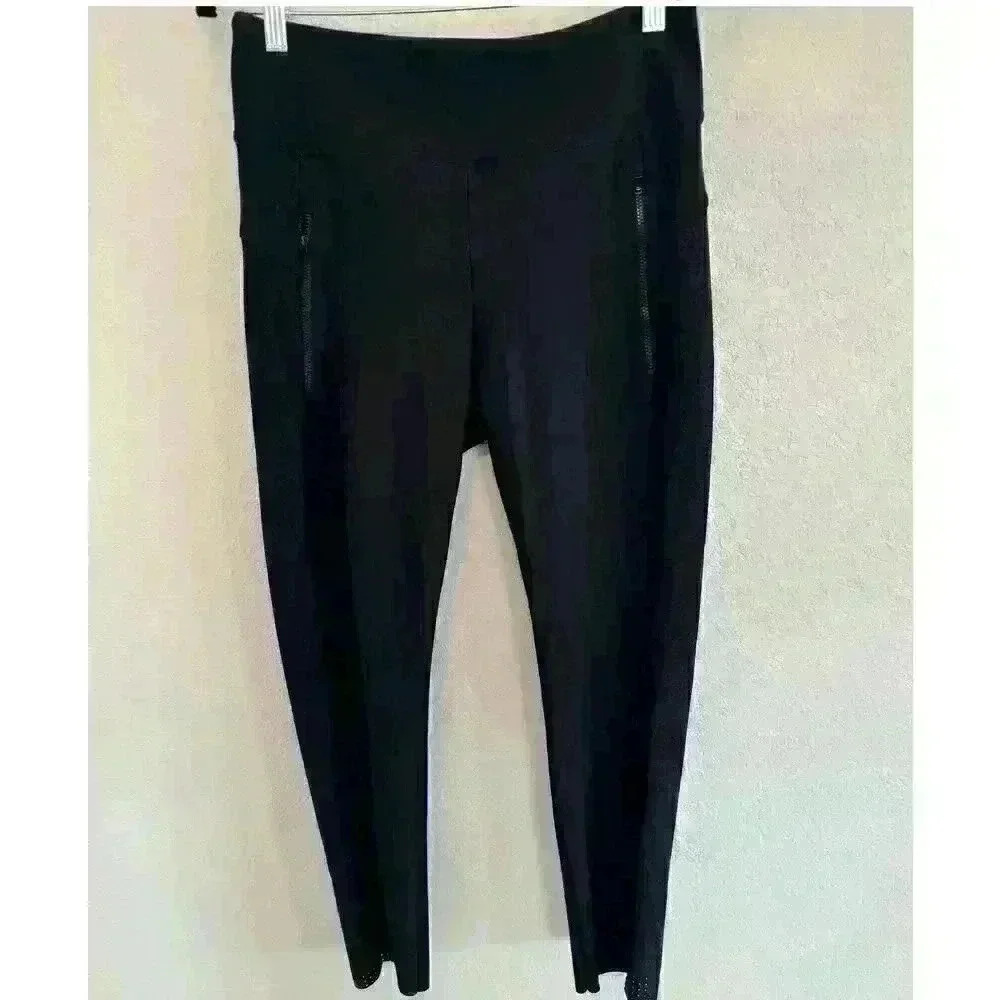 Women's Athleta S84445 Stellar Crop Pant Black Zipper Pocket Leggings Size M